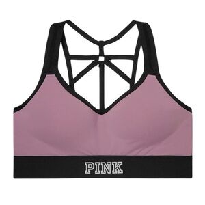 VS Pink | ‘The Ultimate’ Wireless Push-Up Racerback Sports Bra | Mauve/Black, M